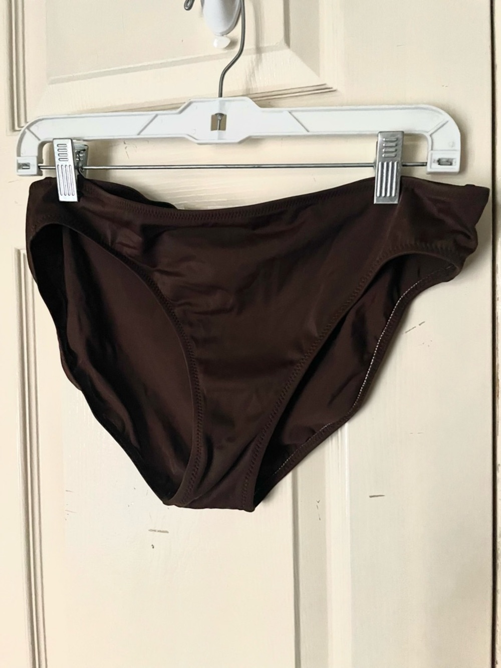 Leilani Women's Brown Mid-Rise Bikini Bottom - Sleek Solid Swim Brief SZ 10